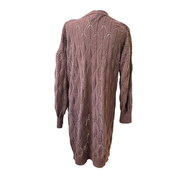 No Boundaries XS Mauve Open Front Lightweight Knit Cardigan Sweater With Pockets - Picture 3 of 9